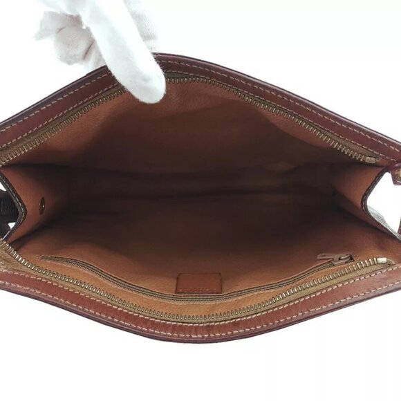 CELINE Clutch Bag Macadam Beige PVC ?~ Leather Authentic - Picture 6 of 10